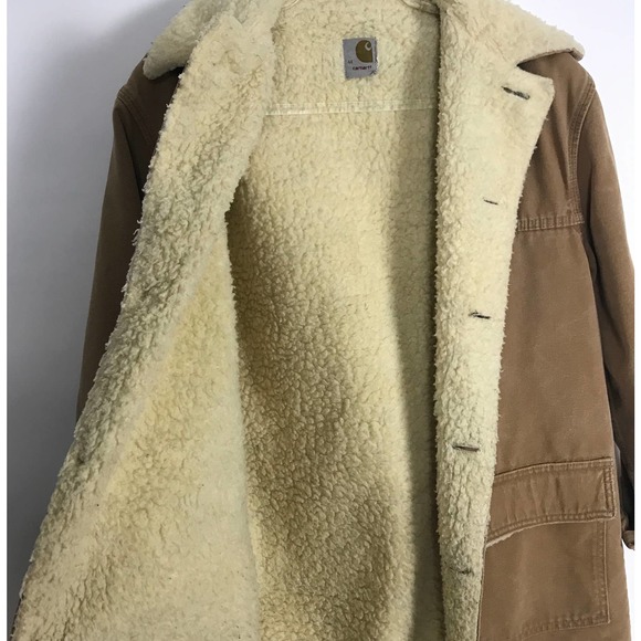 VTG 70s Carhartt Sherpa Canvas Barn Chore Coat 44 - Picture 3 of 8